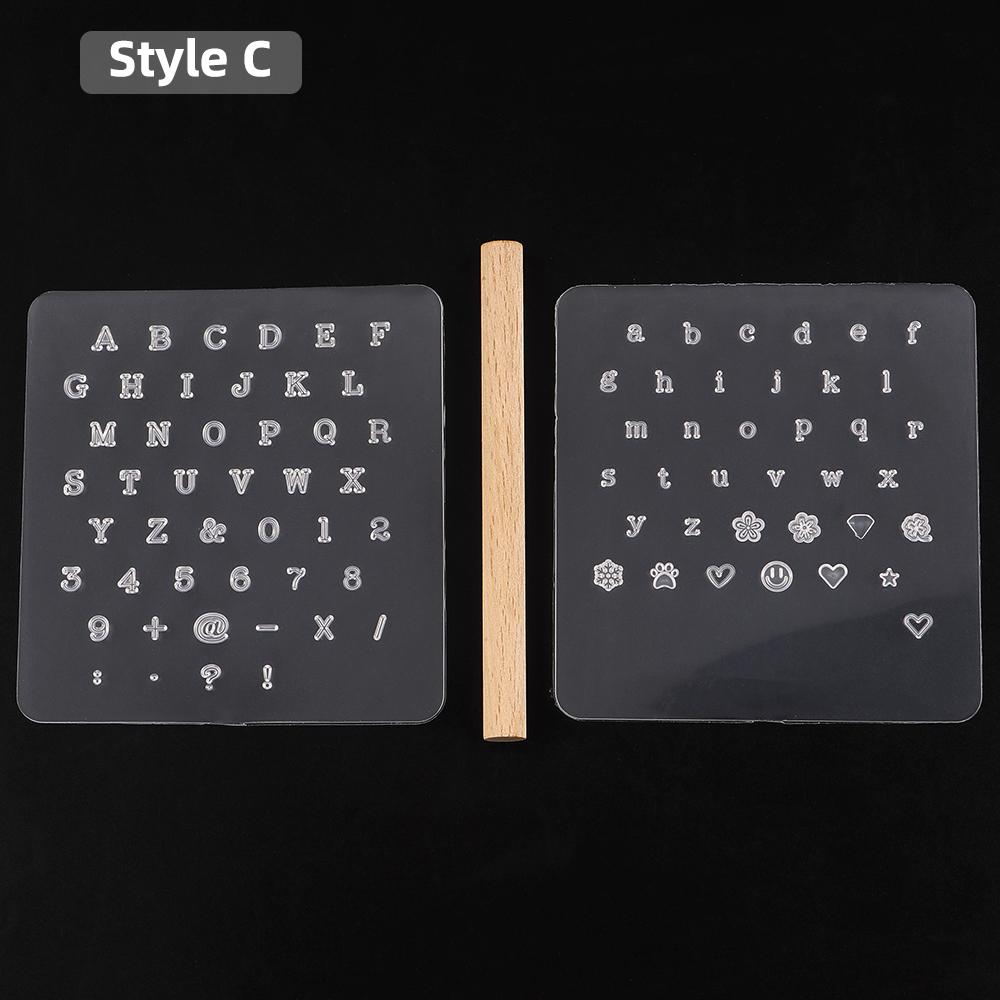 

1set DIY Faux Leather Engrave Crafting Set - Transparent Letter Stamps with Wooden Handles and Carving Molds