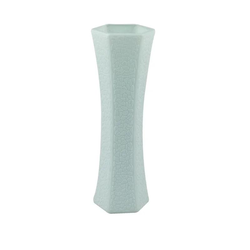 Plastics Vase For Flowers Plastics Flower Vases Unbreakable Modern Ceramic Look Geometric Ceramic Look Vase For Home Office Cafe