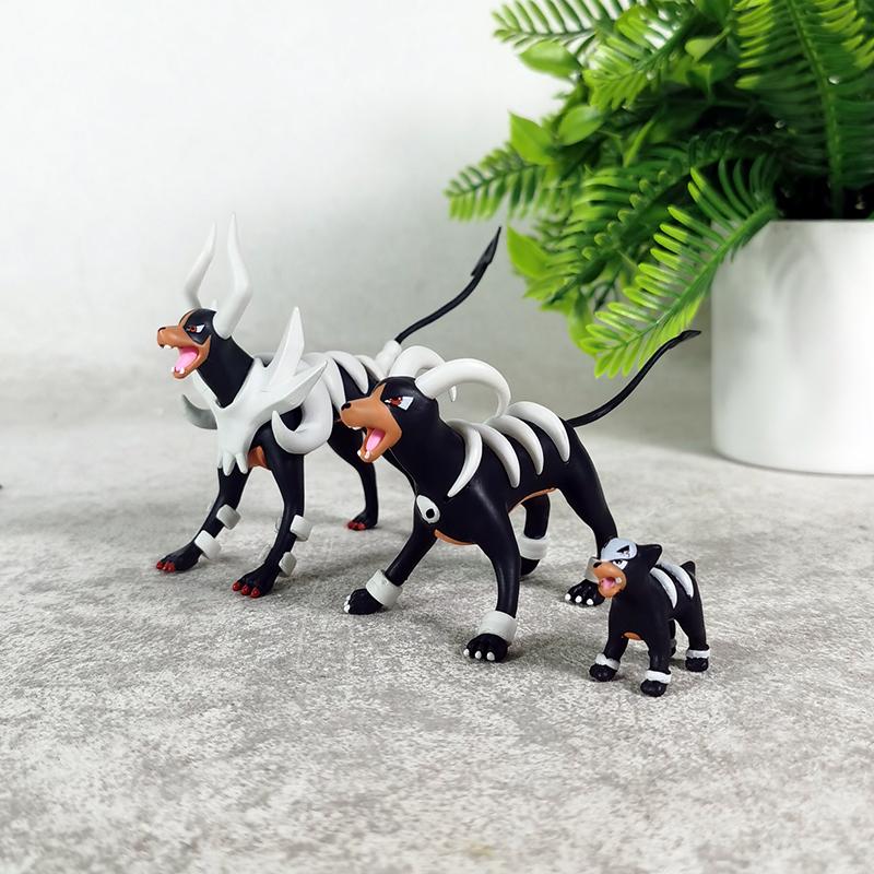In Stock 10cm 3pcs Mega Houndoom Anime Figures Houndour Figure Houndoom Figurine Pvc Statue Collection Desk Decoration Gift Toys