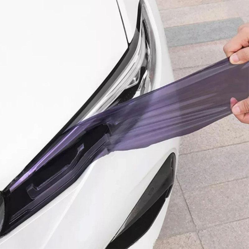 TPU PPF Smart Photochromic Headlight Protection Film Anti-scratch Self-healing White to Purple to Black Color Changing Sticker