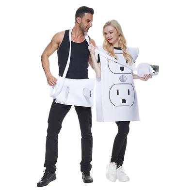 Adult Funny USB/Light Plug and Socket Couple Set Halloween Costume