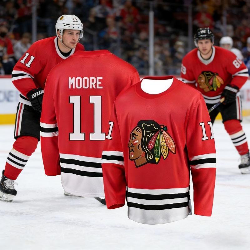 2026 Chicago New Men's Ice Hockey Sport Shirt - Red Breakthrough Edition - Breathable, Quick-Drying Long-Sleeved Shirt Kids