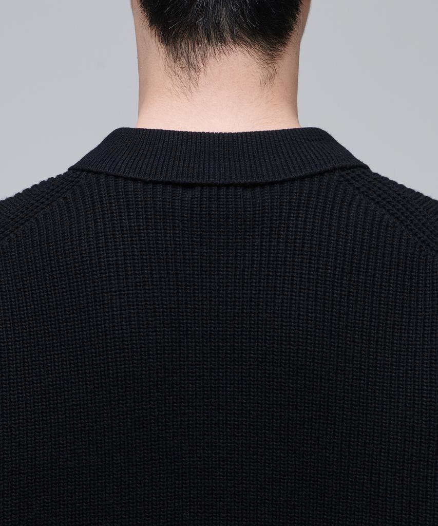 Musinsa Standard Oversized Ribbed Collared Cardigan [Black]