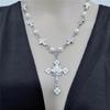 Fashionable Cross Pendant Necklace Pearls Beaded Chain Hiphop Collarbone Chain