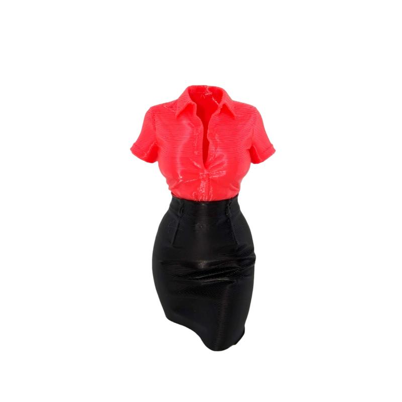 

3D Printed Creative Ornament, White Shirt & Leather Skirt Office Lady Half-Body Statue, Desktop Stress Relief Decor