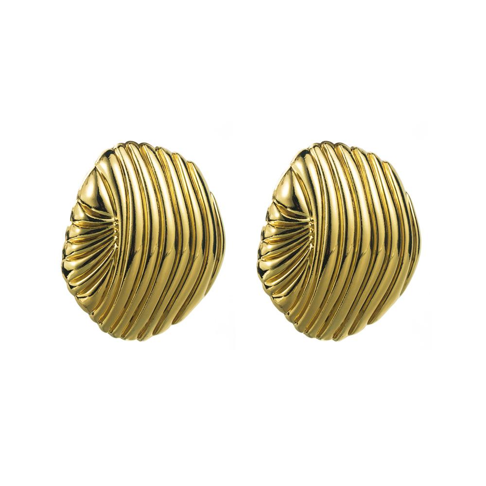 

Metal Oval Irregular Lines Geometric Stud Earrings for Women New Vintage Classic Design Zircon Party AccessoriesZAA золотий
