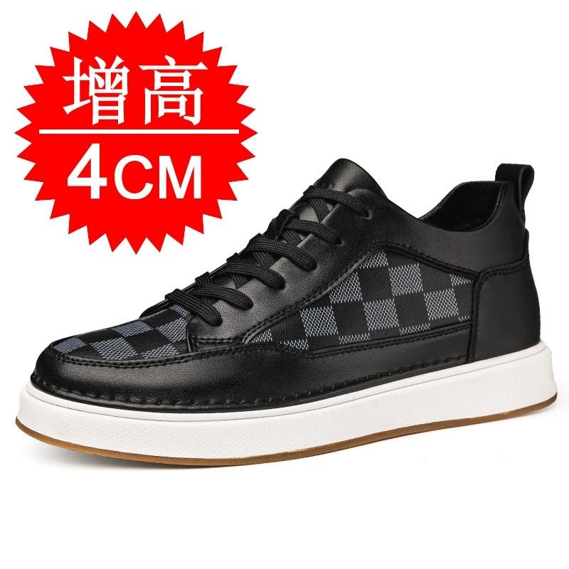 

Men s Invisible Height Increasing Elevator Shoes White Black Gum Sole Premium Leather Lace-up Fashion Sneakers 4CM 6CM 8CM 37