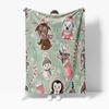 Cozy Christmas Blanket Flannel Throw Winter Warm Decorative Holiday Gift Festive Reindeer Snowman Pattern Soft Plush Bedspread
