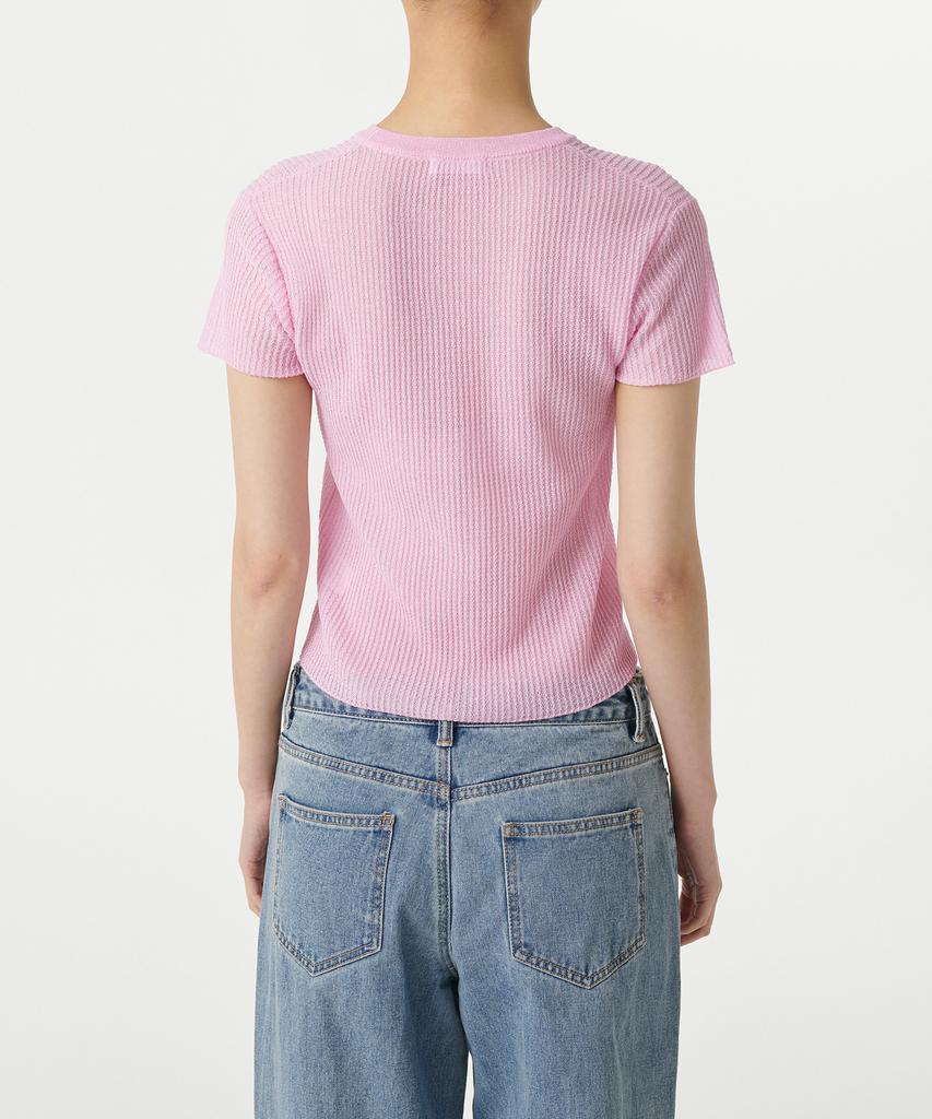 MUSINSA STANDARD WOMAN Women'S Sheer Textured Crew Neck Short Sleeve Knit [Light Pink]