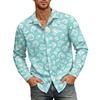Men's Hawaiian Loose Fit Long Sleeve Shirt with Classic Collar Vintage Casual Button Down Shirt Suitable for Spring and Autumn Wear