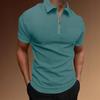 Men's Summer Sports Fitness T-shirt Fashion Casual Solid Color Half Zip Men's T-shirt