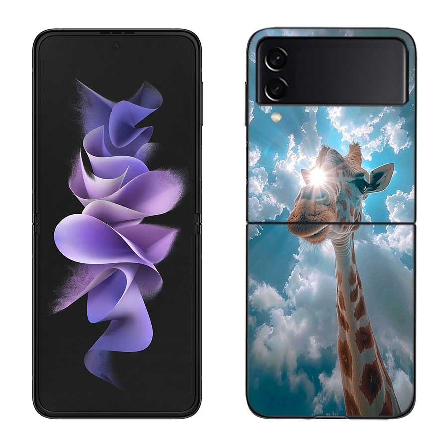 Žirafy Mají Dlouhé Krky Pouzdro Na Telefon Pro Samsung Z Flip 7 6 5G Galaxy Z Flip 5 4 3 Černé Pevné Kryt Buněčného Telefonu Luxusní PC Skořápka Coque