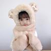 Winter Thick Hats Scarf Gloves Set With Long Scarf Warm Winter Plush Hooded Windproof Fluffy 3-in-1 Soft Hat Toddler