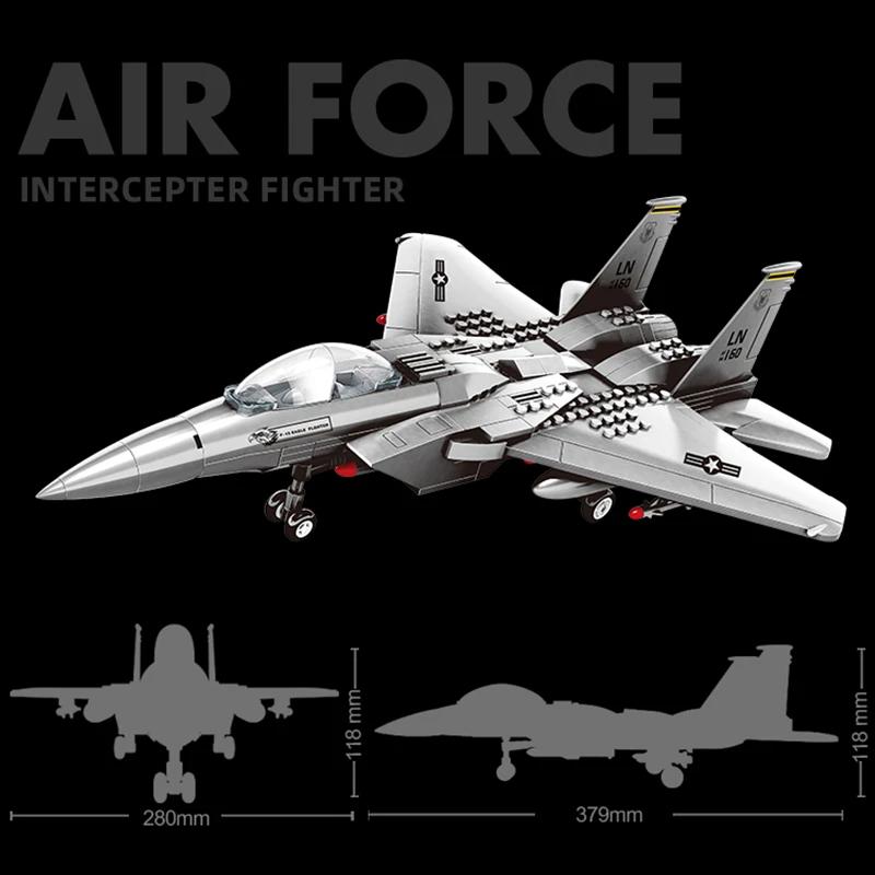 Large F15 J-20 Military Combat Aircraft Building Blocks Assembled Toys Boys Benefit Intelligence Children Gifts P-51 Fighter