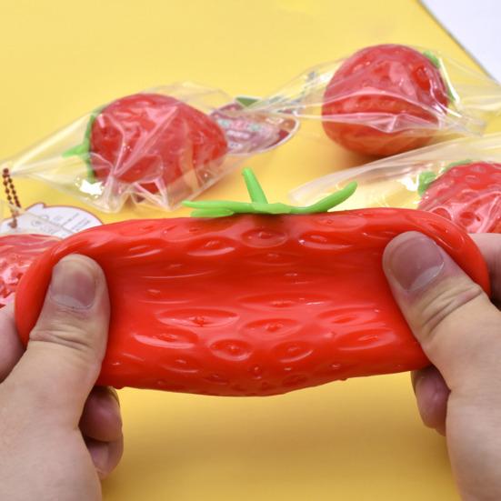 Anxiety Relief Strawberry Squeeze Toy Slow Rebound Simulated Fruit Fidget Toy Anti-stress Sensory Ball Decompression