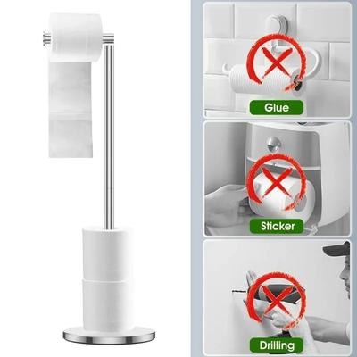 Porte-serviettes en papier pour salle de bain Acier inoxydable Porte-papier toilette sur pied Sans perçage Étagère sur pied pour salle de bain