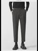 Men’s Casual Woolen Nine-Point Trousers - Autumn Business Loose Fit, Solid Color, Trendy Design.