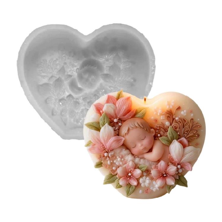 

Silicone Baby Mould In Heart Flower Styles Suitable For Candle Making Soap Crafting And Art Projects 1