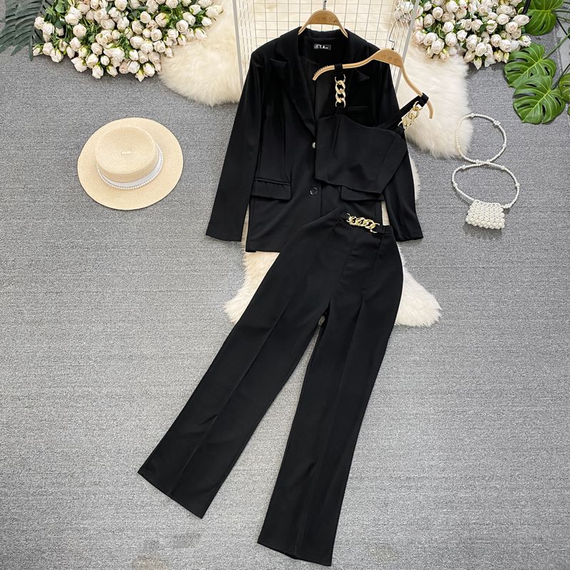 Skinny Pants Professional Cropped Camisole Fashion Suit