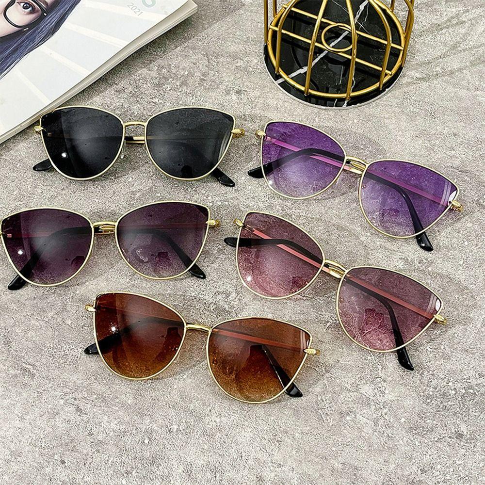Square Frame Cat Eye Sunglasses Uv400 Protection Ocean Lenses Sun Glasses Beach Travel Streetwear Metal Frame Sun Glasses