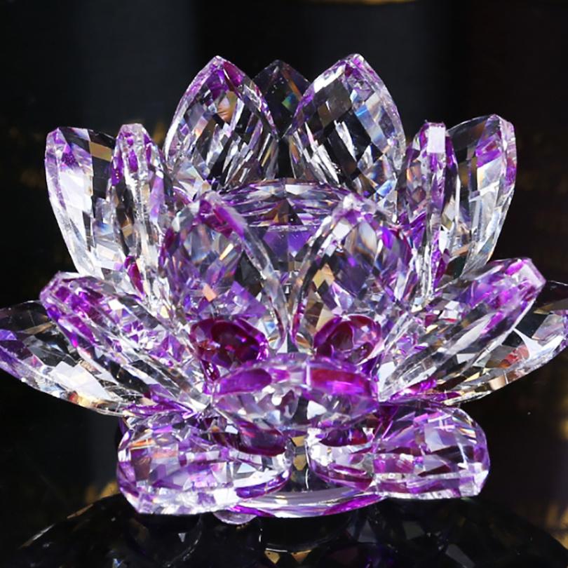 1pc Handcrafted Crystal Lotus Ornament For Home Decor And Desk Cabinet Decoration