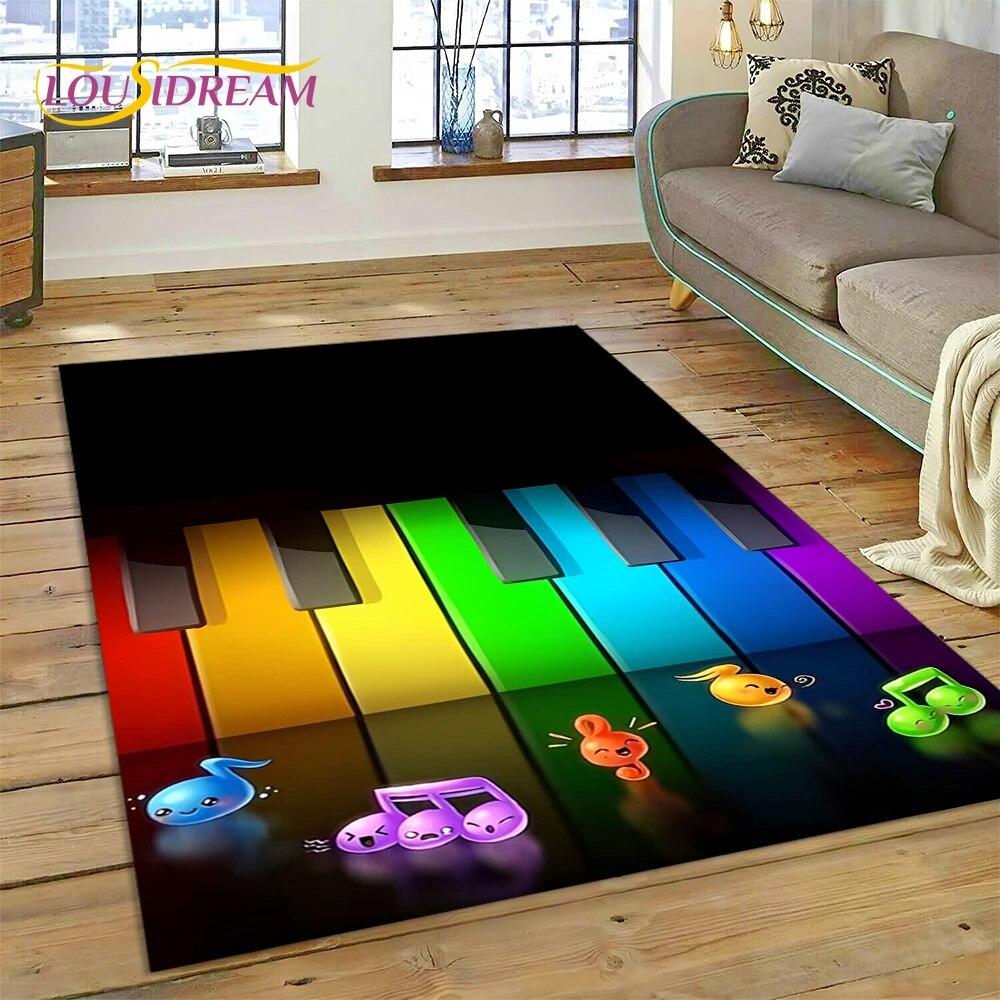 3D Piano Art Creative Musical Note Carpet Rug for Home Living Room Bedroom Sofa Doormat Decor,Child Area Rug Non-slip Floor Mat