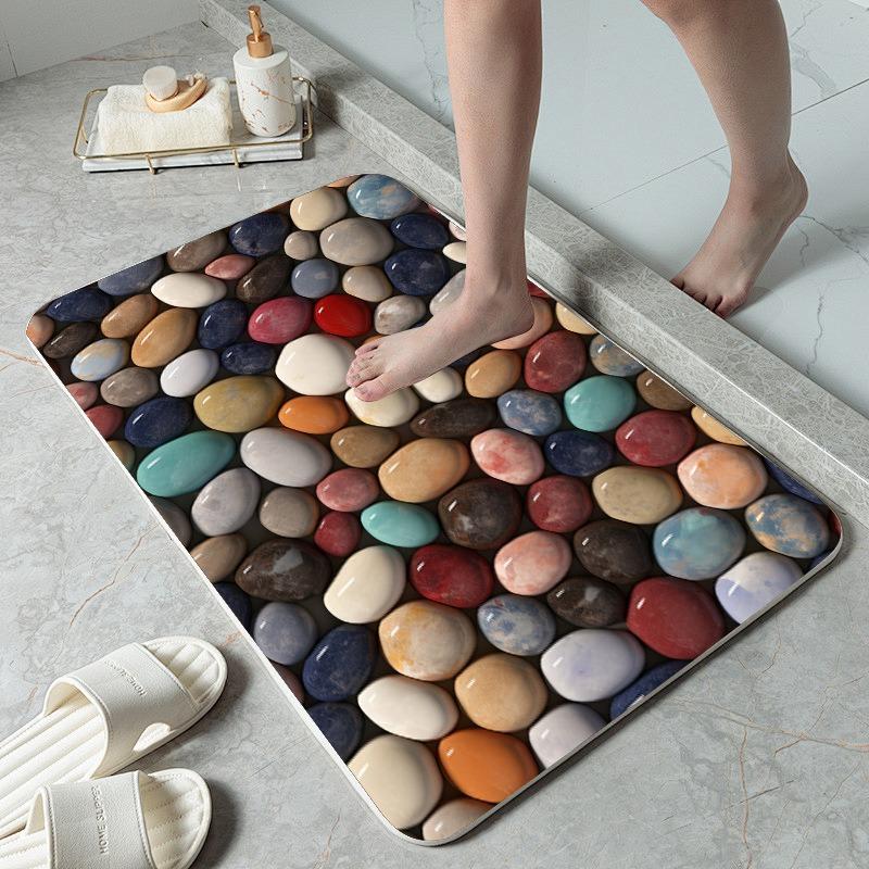 Pebble Pattern Kitchen Rug Waterproof Non-Slip Rugs Set Runner Rug Bedside Rug Absorbent Carpet for Kitchen