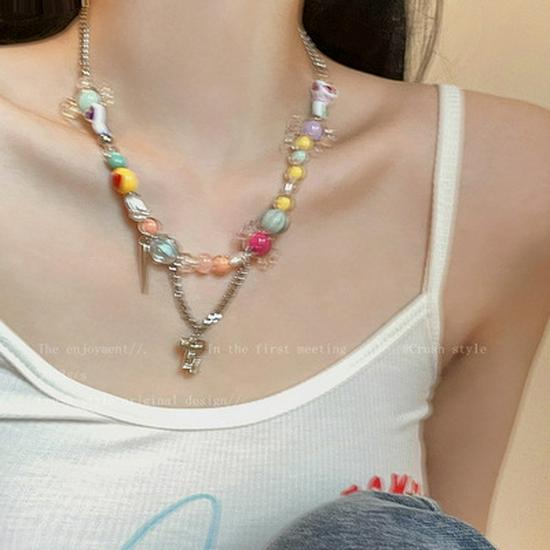 Vibrant Star & Heart Necklace for Women - Trendy Summer Clavicle Chain with Light Luxury Design