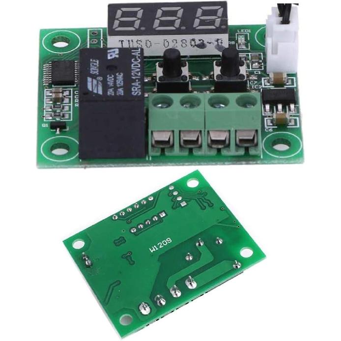 FainWan 2pcs W1209 12V DC Digital Temperature Controller Board Micro Thermostat -50-110°C Electronic Module Switch with 10A One-Channel Relay and