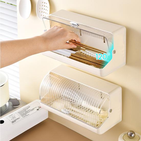 

Wall Mounted Chopstick Storage Box with Lid Large Capacity Dustproof