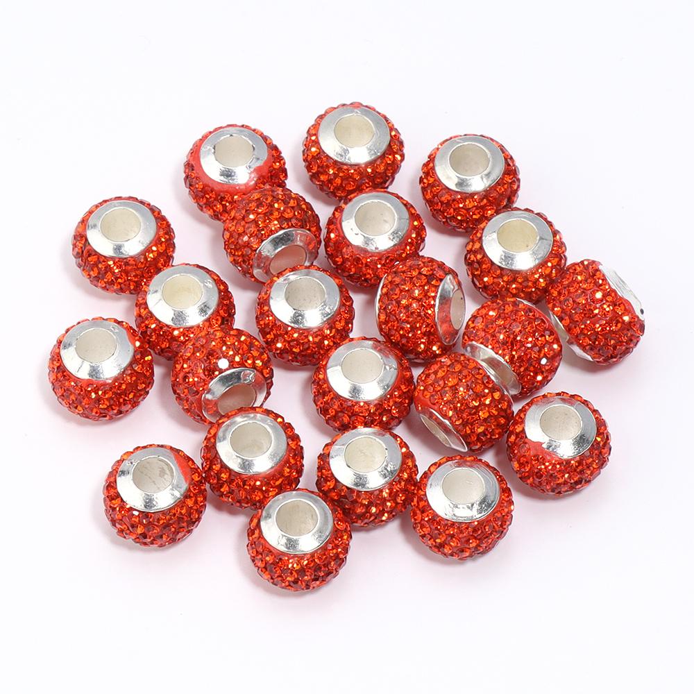 10Pcs/Lot Rhinestone Crystal Shambhala Ball Beads Colorful Polymer Clay Beads Big Hole Loose Spacer Beads For Jewelry Making