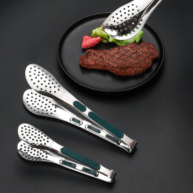 1PC Stainless Steel Food Tongs BBQ Meat Salad Bread Clip Barbecue Grill Non-Slip Buffet Clamp Cooking Tools Kitchen Accessories