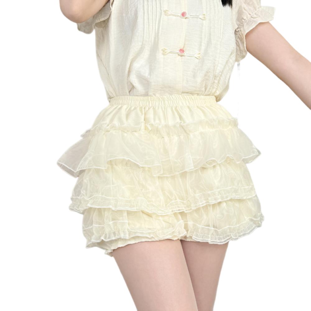 Anti Exposure JK Petticoat Elastic Tutu Puffy Skirt Comfortable Lace Pumpkin Pants Women