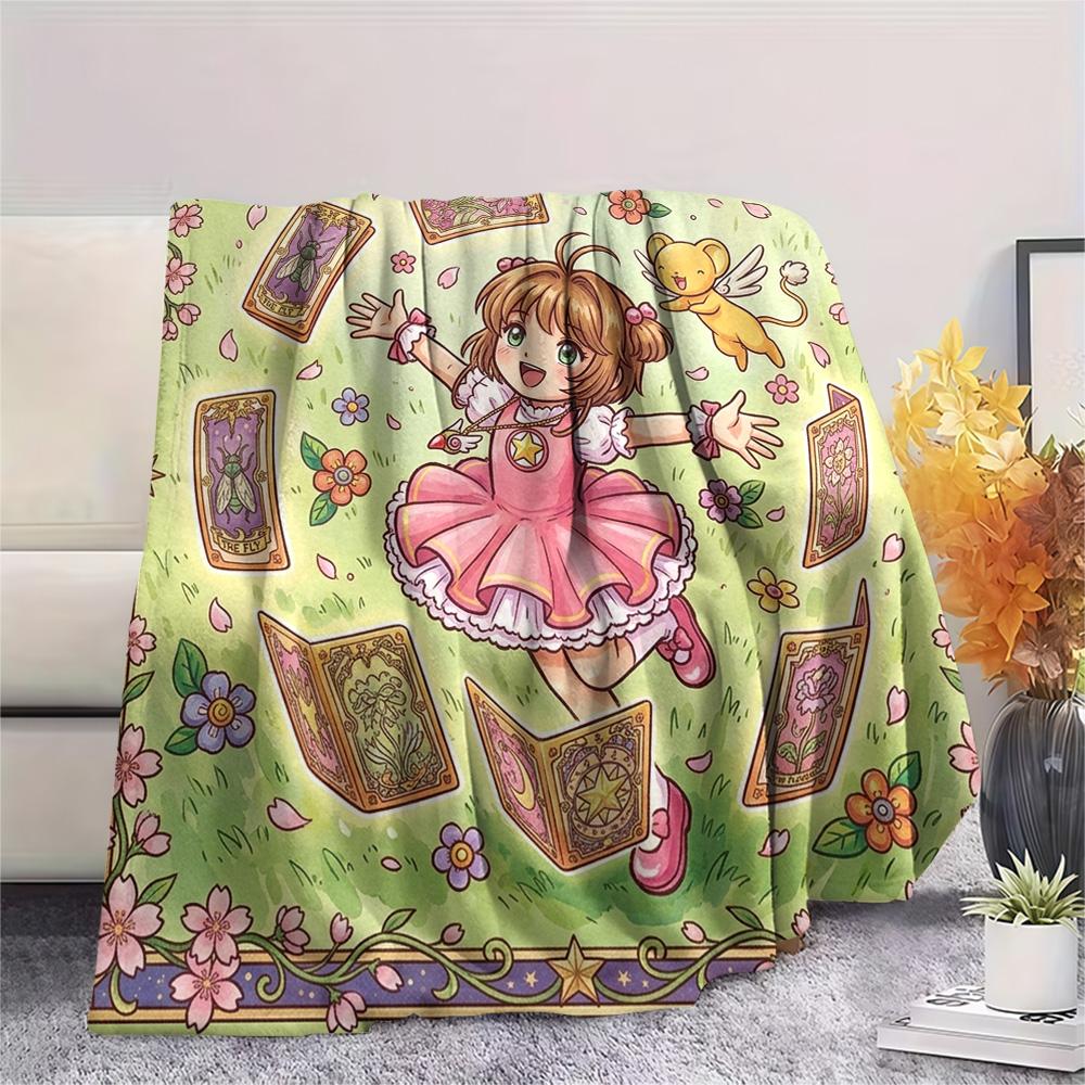 Cardcaptor Sakura Print Flannel Blanket, Ultra Soft High Quality All Seasons Warm Throw, Home Decor Cozy Blanket, Perfect Christmas Gift