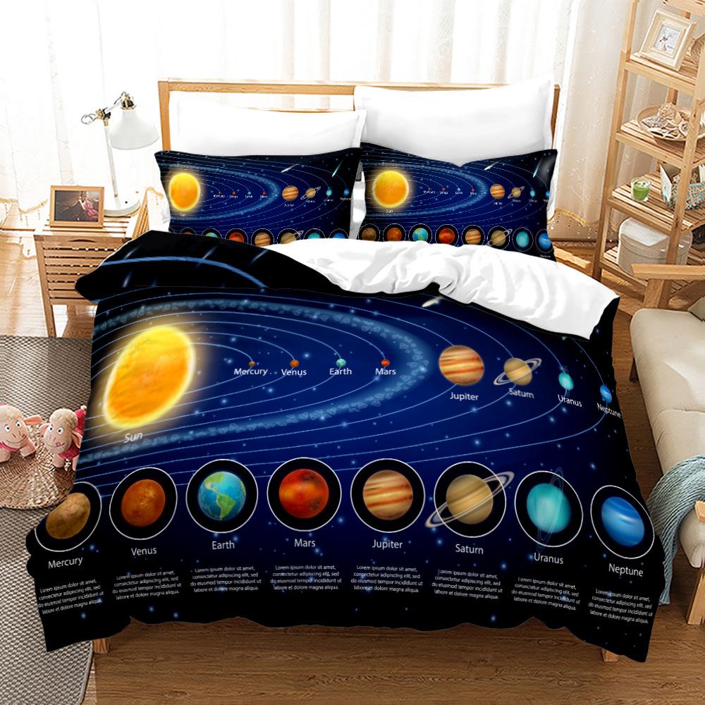 Outer Space Bedding Set  For Children Planet Duvet Cover Bed Cover Comforter Bed Quilt Cover High Quality 240*220