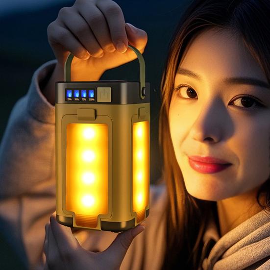 Multi-function Folding Outdoor Camping Light Power Bank USB Rechargeable Solar Lantern Super Bright Hiking Tent Hanging Lamp Emergency Flashlight