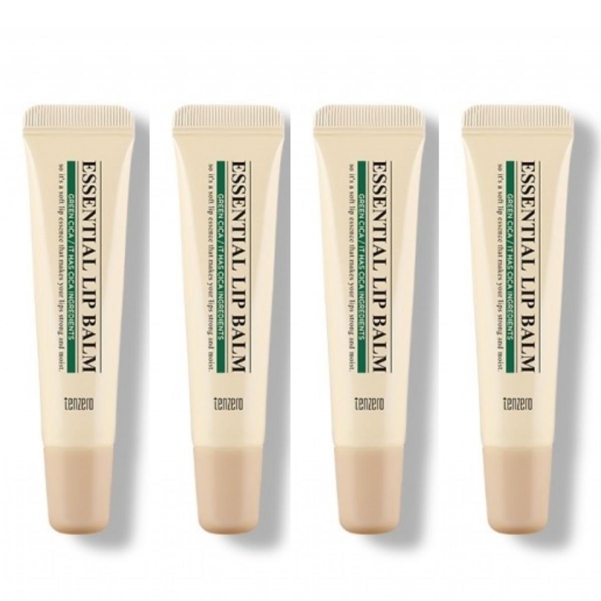 Tenzero Essential Lip Balm Green Cica Soothing & Moisturizing Barrier Care 9g (Pack of 4)