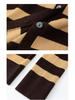 Color Block Striped V-Neck Slimming Knit Women's Cardigan, New Autumn Style, Merino Wool Silk Blend