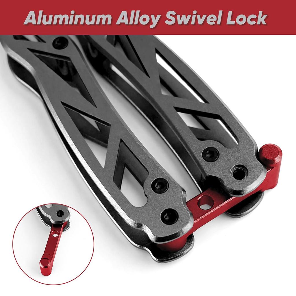 ASHCONFISH Fish PE Line Lightweight Anodized Aluminum Compact Fish Catcher with Rope and Loss for Sea Pond and Ice Fishing Grip, Cutter, Alloy,