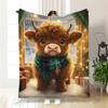 A Cute Christmas Cow Print Flannel Blanket - Warm and Soft, Perfect for Sofas, Beds, Living Rooms, Offices, and Travel.