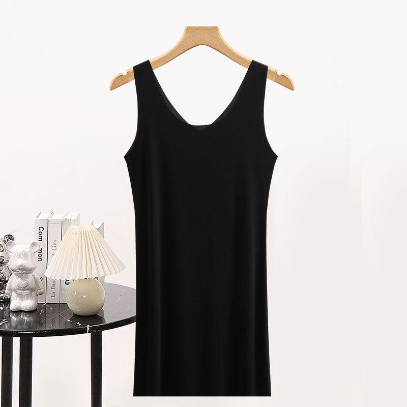 Suer ice silk seamless vest skirt women's medium and long ultra-thin large size fat  loose suspender nightdress bottomed lining skirt
