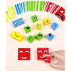 Face Changing Cube Board Card Game Building Blocks Cartoon Wooden Puzzle Montessori Anxiety Stress Relief Toys for Children Kids