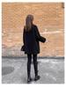 Plus Size Women's Black Wool Slimming Trench Coat - Double-Sided Woolen Jacket for Spring/Autumn 2025.