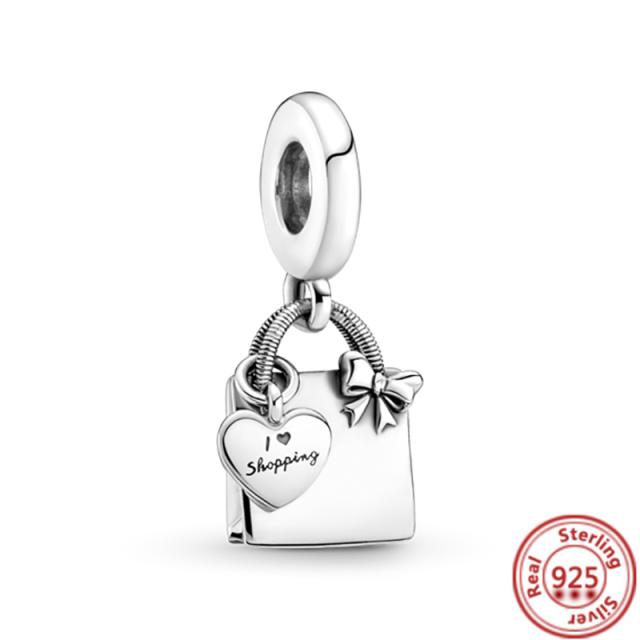 925 Silver Love Collection Beaded Pendant Charm Accessory Bracelet Women 'S Diy Jewelry