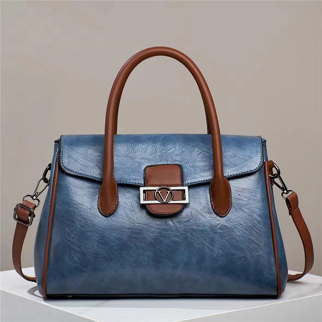 

Boston Bag Pu Leather Retro Handbag With Multiple Pockets For Daily Use