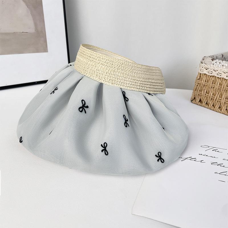 Straw Empty Top Hat Women's Sweet Bow Sun Hat Summer Face Small Outdoor Vacation Beach Shell Hat