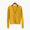 Loose and Versatile V-neck Knitted Cardigan Autumn Sweater with Temperament Long-sleeved High-waisted Short Jacket Tide