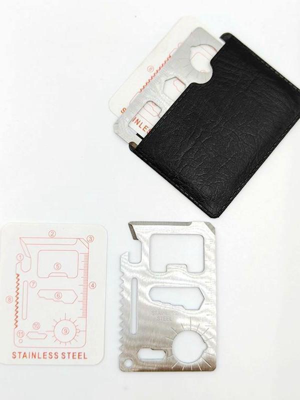 Multifunktionellt Campingverktyg i Rostfritt Stål Kort & Flasköppnare