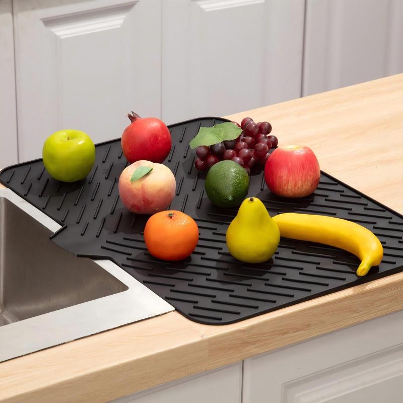 Silicone Drain Mat Sink Countertop Tableware High Temperature Resistance Heat Insulation Diversion Kitchen Drain Mat Placemat