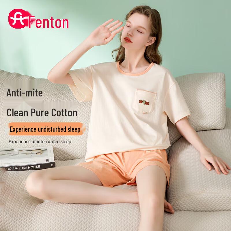 Fenteng Women s Summer Cartoon Cotton Loungewear Set L